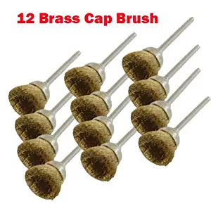 12 Rotary Brass Wire Cap Brush L Dremel 3000 4000 8220-2/28 395 7700-1/15 4000 3/34 Chicago Electric, Milwaukeen Nextec1/8" Shank Hobbyy Clean Polish , Craftsma