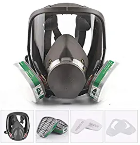 ONEWDJ, full face gas mask, eye protection, respiratory protection, industrial dust mask, wide field of view, used for daily protection, No. 4 filter box