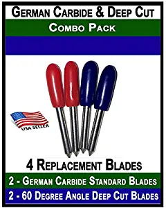 Combo German Carbide & Deep Cut Replacement Cutting Blades for Craft Cutting Machines Compatible with Bridge Cricut Air Expression 2 Explore Maker Refine Cutters Includes 4 Blades