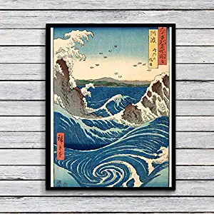 MS Fun Art Whirlpool Utagawa Vintage Poster Canvas Artwork for Wall Decoration 8 x 10 Inches,No Frame