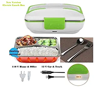 Portable Electric Food Warmer Lunch Box with 12 V for Car and 110 V for Office or Home. Easy to Clean Removable 304 Stainless Steel Container by Aim Goods