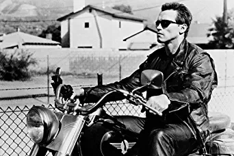 Arnold Schwarzenegger riding Harley Fat Boy motorbike Terminator 2 24X36 Poster