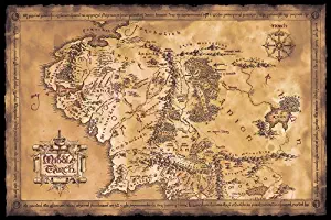 POSTER STOP ONLINE The Hobbit/The Lord Of The Rings - Movie Poster/Print (Map Of Middle Earth - Limited Dark/Sepia Edition) (Size: 36" x 24") (Unframed)