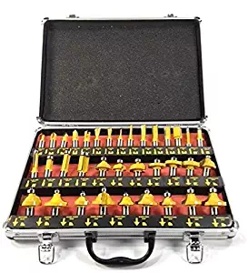 ROUTER BITS 35pc SET 1/4" SHANK Tungsten Carbide Tips, Aluminum Carry Storage Case Multi Piece Kit