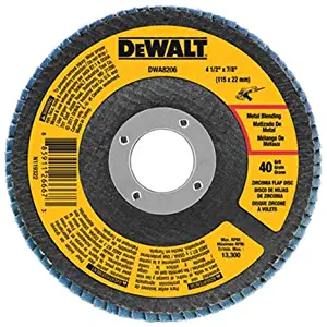 DEWALT DWA8207 60 Grit Zirconia T29 Flap, 4-1/2-Inch X 7/8-Inch