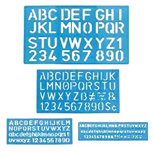 1 X Letter and Number Stencil Sets - Sizes 8, 10, 20, 30mm - Assorted Colors