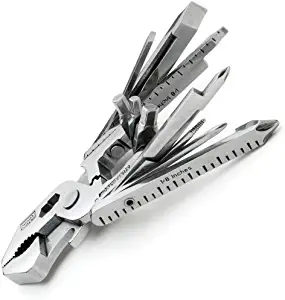 Pocket Multi-Tool Kit, (22-in-1) Tool with Wrenches, Allen Drivers, Hand Drill and More, Solid Steel Construction, Polished Stainless Steel, Pack of 1