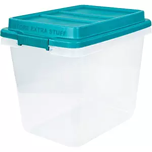 Hefty Qt. Hi-Rise Clear Latch Box, Teal Sachet Lid and Handles (6, 32-Qt)