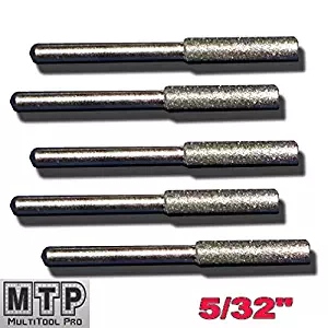 MTP Tm Pack of 5 5/32" Diamond Chainsaw Sharpener Burr Stone File Fits Dremel Craftsman Chicago Black & Decker Husqvarna Ryobi Echo Poulan Gas/Electrical Chain Saw