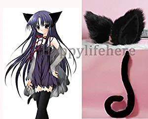 Halloween Cosplay Costume Party's Lovely Anime Cosplay Kitty Cat Ears and Tail (All black)