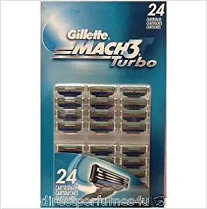 4 Pack Wholesale Lot 24 Gillette Mach 3 Turbo Razor Refill Cartridges, 96 Cartridges Total