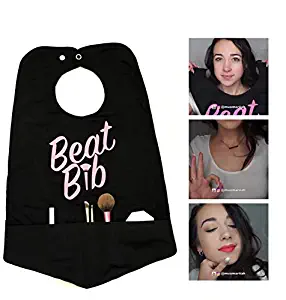 The Beat Bib Makeup Accessory. Protects your clothes from stains/messes. Includes pockets for storage of makeup, brushes, and tools. For personal and professional use
