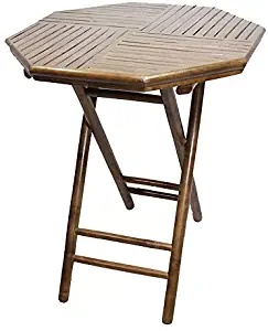 HomeRoots Octagonal Folding Bamboo End Table - Bamboo