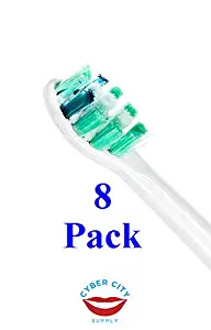 Replacement Brushes With Caps for Phillips Sonicare Toothbrush Heads 8 Pack includes FREE DENTAL FLOSS PICKS, Replaces DiamondClean ProResults Sonicare Brush Heads HX9024 by Cyber City Supply