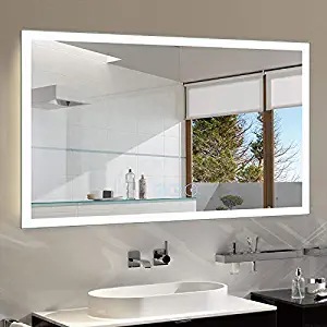 55 x 36 in Bathroom LED Lighted Backlit Mirror with Anti-Fog, Dimmer Light and Bluetooth Function Bathroom Makeup Vanity Sink Lighting Mirror with Touch Button (DK-D-N031-T)