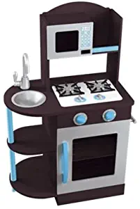 KidKraft Modern Espresso, Silver & Turquoise Wooden Kitchen (Espresso, Silver & Turquoise)