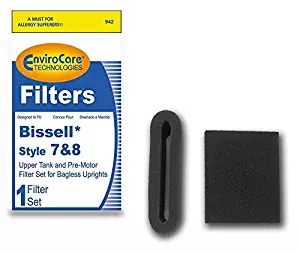 EnviroCare Replacement Pre Motor Foam Filter for Bissell Style 7/8/14 1 Upper Tank Filter and 1 Pre Mortor Filter