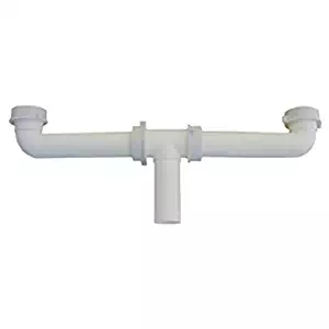 LASCO 03-4209 White Plastic Tubular 1-1/2-Inch by 16-Inch Center Outlet Drain Assembly for Kitchen Sink