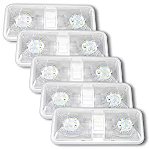 5 Pack Leisure LED RV LED Ceiling Double Dome Light Fixture with ON/OFF Switch Interior Lighting for Car/RV/Trailer/Camper/Boat DC 12V Natural White 4000-4500K 48X2835SMD (Natural White 4000-4500K, 5)