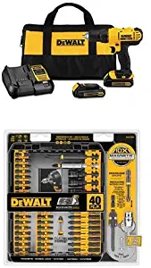 Dewalt DCD771C2 20V MAX Cordless Lithium-Ion 1/2 inch Compact Drill Driver Kit withIMPACT READY FlexTorq Screw Driving Set, 40-Piece