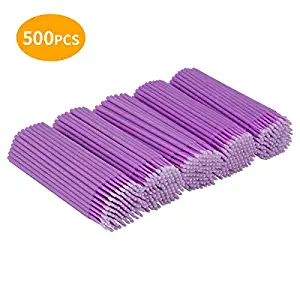 Cuttte 500 PCS Disposable Micro Applicators Brushes Latisse Applicator for Eyelashes Extensions and Makeup Application (Head Diameter: 1.5mm)