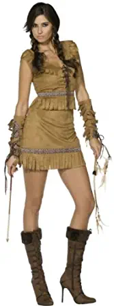 Smiffys womens Fever Pocahontas Costume, Brown, M - US Size 10-12