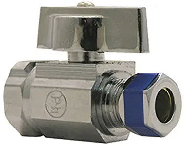 LASCO 06-9273 Straight Stop Quarter Turn Ball Valves, 1/2-Inch Iron Pipe Inlet X 3/8-Inch Compression Outlet, Chrome