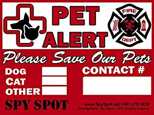 6 Pack Fire Rescue Pet Alert Vinyl Stickers “Please Save Our Pets” In Case ofFire Emergency - Safety for Dog Cat Bird Inside Door or Window 4”x5” Weatherproof UV Resist Sign by SpySpot