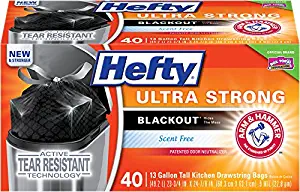 Hefty Ultra Strong Blackout Kitchen Trash Bags - 13 Gallon, 40 Count