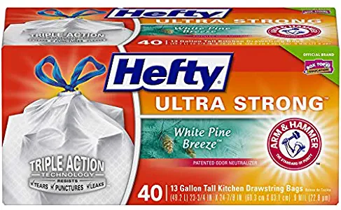 Hefty Ultra Strong Tall Kitchen Trash Bags - White Pine Breeze, 13 Gallon, 40 Count