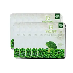 Silk Broccoli Essence Mask Sheet (Pack of 10) w/Silk Crystal, 100% Broccoli Sprout Water | Korean Premium Natural Facial Mask