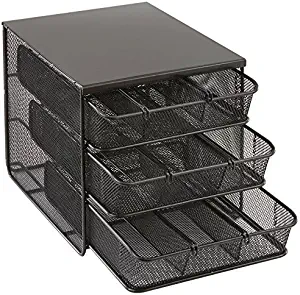 Safco Products 3275BL Onyx Mesh Hospitality Organizer, 3 Drawer, Black