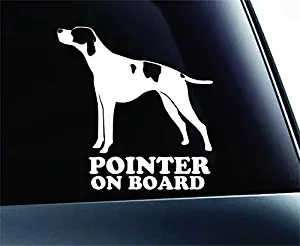 English Pointer on Board Dog Symbol Decal Paw Print Dog Puppy Pet Family Breed Love Car Truck Sticker Window (White), Decal Sticker Vinyl Car Home Truck Window Laptop