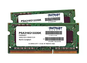 Patriot Mac Series 16GB Apple SODIMM Kit (2X8GB) DDR3 1333 PC3 10600 204-Pin SO-DIMM PSA316G1333SK