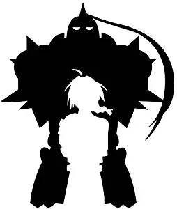 Full Metal Alchemist Ed and Al Brothers Silhouette (Version 2) - Vinyl - 4" tall (Color BLACK) decal laptop tablet skateboard car windows stickers