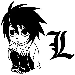 Death Note L Staring - Vinyl 5.5" (Color BLACK) decal laptop tablet skateboard car windows stickers - by So Cool Stuff