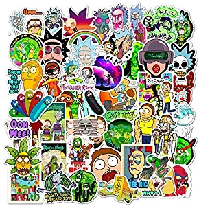 Rick and Morty Stickers,50Pcs Cool Cartoon Cute Anime Rick Morty Jerry Beth Summer Vinyl Waterproof Decal,for Laptop Water Bottles,Skateboard,Computer,Phone,Guitar,Travel Case Door,Car,Computer,Wall