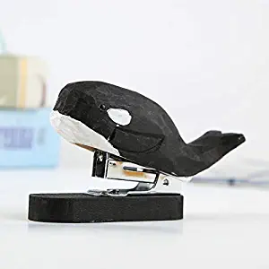 Handmade Wood Carving Mini Desktop Stapler Stapler Stationery Office Supply Home Office School Stapler Accessories (Killer Whale)