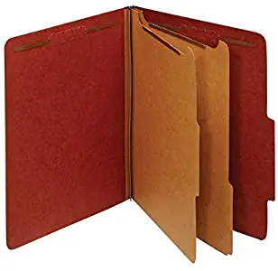 Office Depot Double Pocket Insertable Plastic Divider, 5-Tab, 2 Pressboard Dividers, 100% Recycled, Red, 10 pk, OD24075R