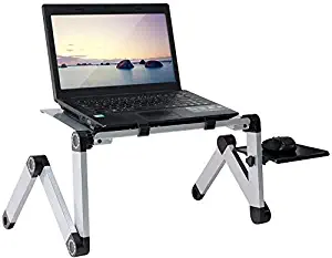 Laptop Table Stand for Bed,RAINBEAN Portable Vented Lap Desk Adjustable Notebook Riser with Mouse Pad Side,Work from Home,Foldable Computer Tray for Couch&Sofa,Aluminum Ergonomic Design Up to 17IN