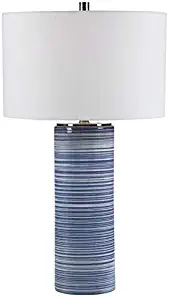 Uttermost Montauk Striped Table Lamp in White and Indigo