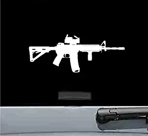 JS Artworks Ar15 M4 Rifle with Sight Scope Silhouette Vinyl Decal Sticker