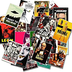 25pcs Classic Movie Stickers for Luggage Laptop Art Painting Kill Bill Pulp Fiction Poster Stickers Waterproof Skateboard Toy