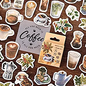 DzdzCrafts Coffee Cafe 92PCS Stickers 1.6 Inch Large for Scrapbooking Diary Planner Album Phone Case Card Making Laptop