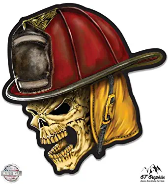 GT Graphics Firefighter Skull - Vinyl Sticker Waterproof Decal