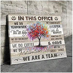 youngstylescloth in This Office We Do Teamwork We Do Help We are A Team Version 2 Landscape Canvas 0.75in Frame Black/White (White, 24