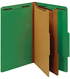 Office Depot Classification Folders, 2 1/2in Expansion, Legal Size, 2 Dividers, 60% Recycled, Light Green, 5 pk, OM01724