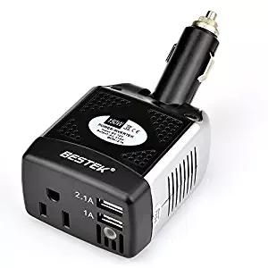 BESTEK 150W Power Inverter 12V to 110V Voltage Converter Car Charger Power Adapter with 2 USB Charging Ports (3.1A Shared)