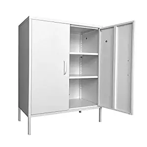 Assemble Household Steel Sideboard and Dining Room Cupboard Metal Bedroom Storage Cabinet Large Space Garage Organizer 3-Layers Living Room Cabinet Can be Used to Store Books Clothes Cutlery Tools