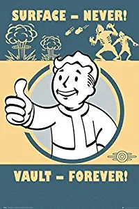 FatCat Wall Graphics Fallout 4 - Gaming Poster/Print (Vault-Tec/Vault Boy - Surface - Never, Vault - Forever) Frameless Gift 16 x 25 inch(40cm x 63cm)-M-199